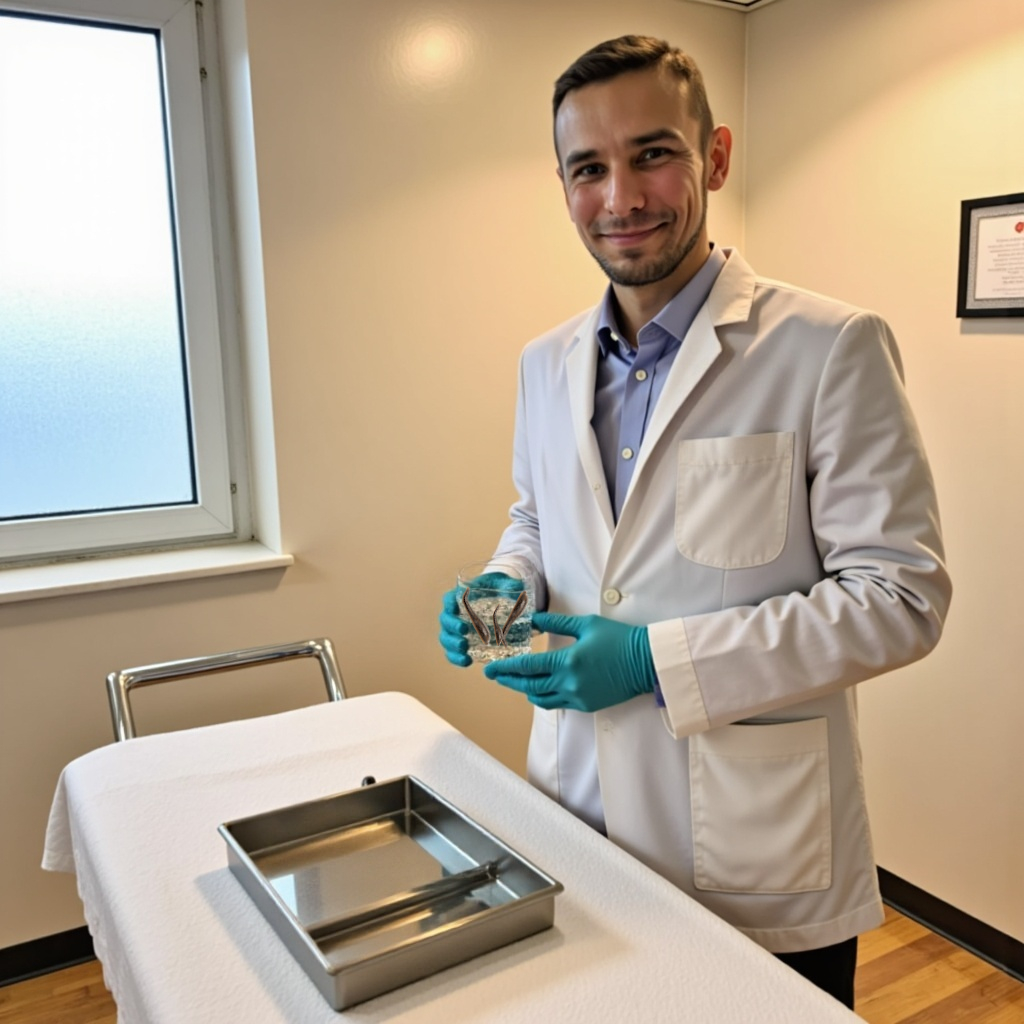 Certyfikowany hirudoterapeuta z przyborami i pijawkami